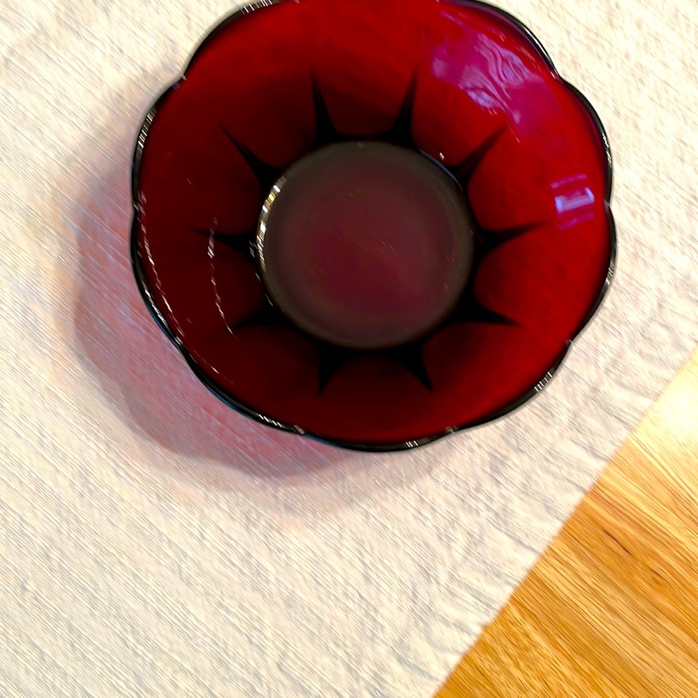 Vintage Bowl.  Ruby red/pigeon blood glass.